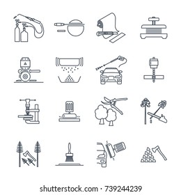 set of thin line icons electrical hand tools, equipment, repair