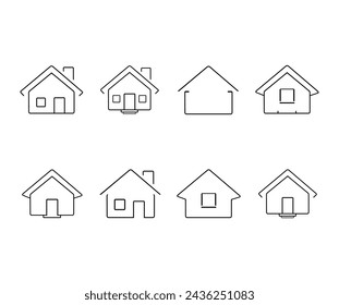 Set of thin line icons of homes and real estate. Outline symbol collection. Editable vector stroke. 480x480 Pixel Perfect scalable 