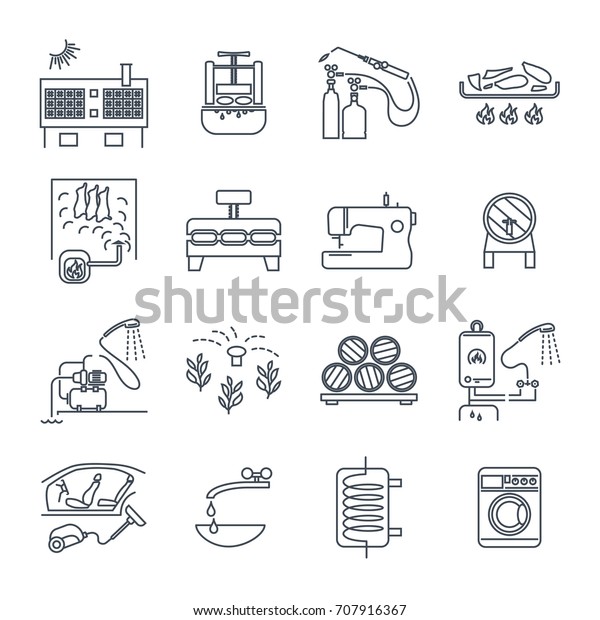 set of thin line icons household appliances,\
equipment, technology