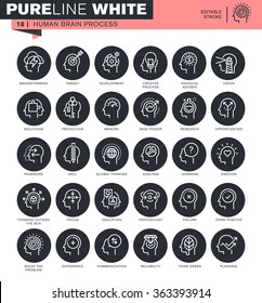 Set of thin line icons for human mind process. Icons for website and mobile website and apps with editable stroke. 