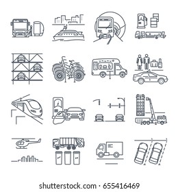 Set Of Thin Line Icons Municipal City Transport, Public Utility