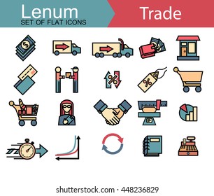Set of thin line icons on trade theme. 20 icons.