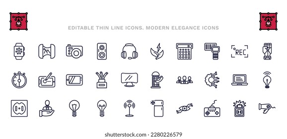 conjunto de iconos de línea delgada.  iconos de esquema como 