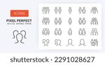 Set of thin line icons of people. Outline symbol collection. Editable vector stroke. 256x256 Pixel Perfect scalable to 128px, 64px...