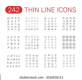 Set of thin line icons pictogram. Head hunting, measure, time, money, online education,
 pest control, pet, phone, plumber, speedometer, startup project theme. Vector illustration design