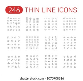 Set of thin line icons pictogram. Batteries, fridge, electronics, space, computer cloud , ui elements, weight,
towel, arrow, eye lens, party, sleep theme. Vector illustration design