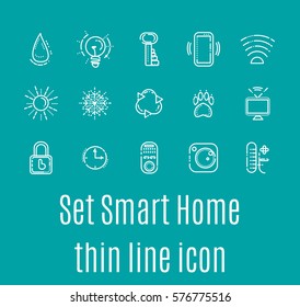 set thin line icons smart home