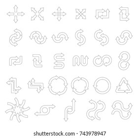 Set of thin line infographic arrows