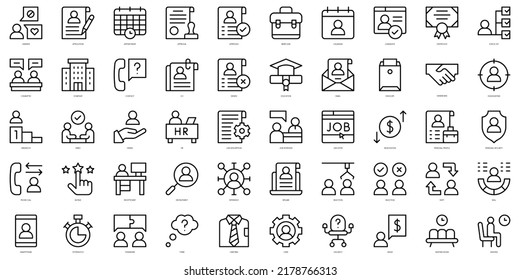 Set of thin line job interview Icons. Vector illustration