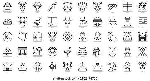 Set of thin line kenya Icons. Vector illustration
