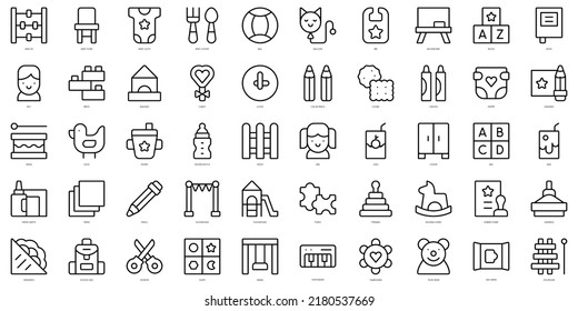 Set of thin line kindergarten Icons. Vector illustration