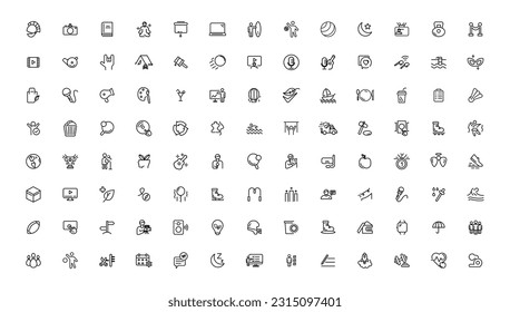 Set of thin line Lifestyle and Entertainment icon set, simple outline icons collection, Pixel Perfect icons, Simple vector illustration

