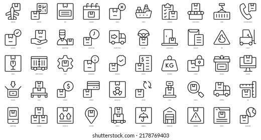 Set of thin line logistics Icons. Vector illustration