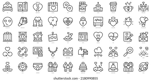 Set of thin line love Icons. Vector illustration