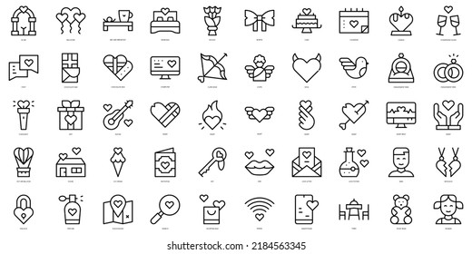Set of thin line love Icons. Vector illustration