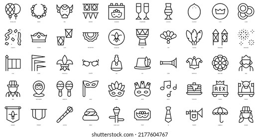 Set of thin line mardi gras Icons. Vector illustration