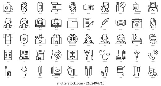 Set of thin line medical services Icons. Vector illustration