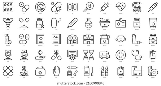 Set of thin line medicine Icons. Vector illustration