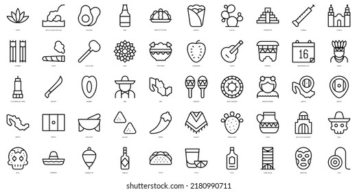 Set of thin line mexico Icons. Vector illustration