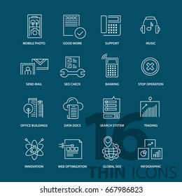 Set of thin line modern icons. For web design, applications, presentation and other projects and materials