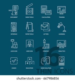 Set of thin line modern icons. For web design, applications, presentation and other projects and materials