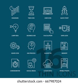 Set of thin line modern icons. For web design, applications, presentation and other projects and materials