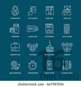 Set of thin line modern icons. For web design, applications, presentation and other projects and materials