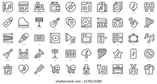 Set of thin line music store Icons. Vector illustration