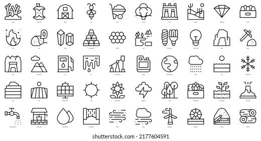 Set of thin line natural resources Icons. Vector illustration