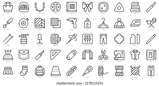 Set of thin line needlework Icons. Vector illustration