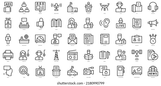 Set of thin line news and journal Icons. Vector illustration