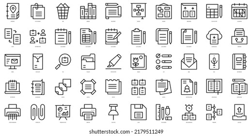 Set of thin line notes and tasks Icons. Vector illustration