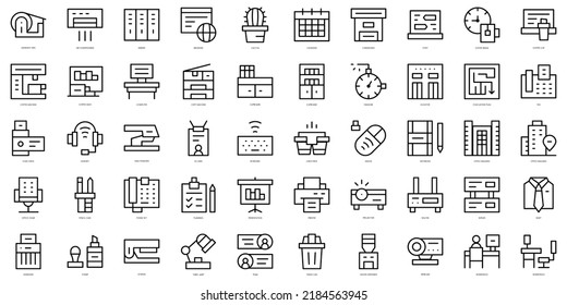 Set of thin line office Icons. Vector illustration