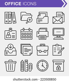 Set of thin line office icons.