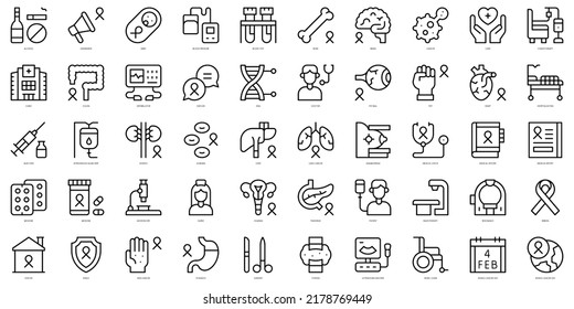 Set of thin line oncology Icons. Vector illustration