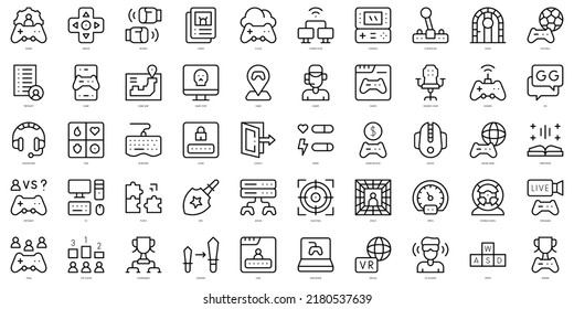 Set of thin line online game Icons. Vector illustration