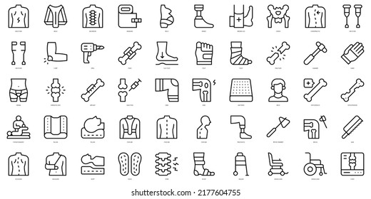 Set of thin line orthopedics Icons. Vector illustration