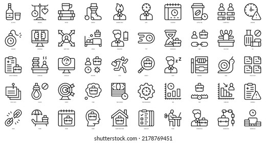 Set of thin line overworked Icons. Vector illustration