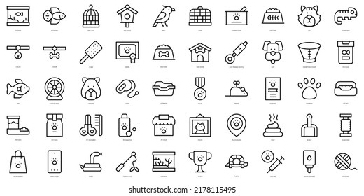 Set of thin line pets Icons. Vector illustration