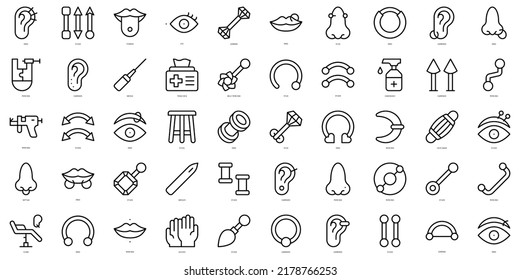Set von feinen Piercing-Symbolen. Vektorgrafik