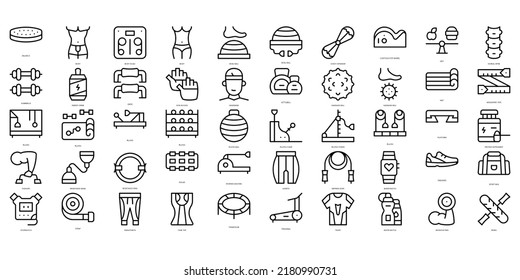 Conjunto de pilates de línea delgada Iconos. Ilustración del vector