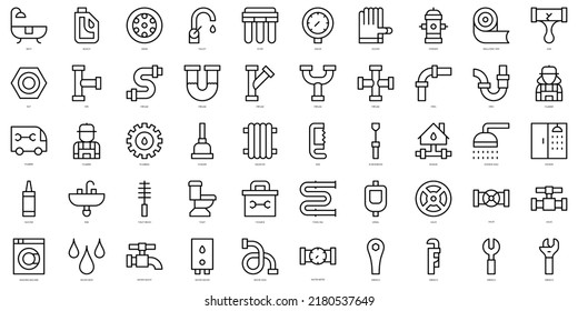 Set of thin line plumber Icons. Vector illustration