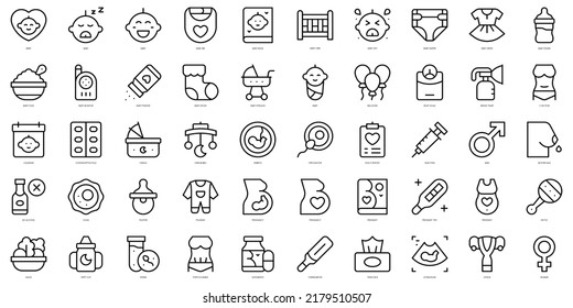 Set of thin line pregnancy Icons. Vector illustration