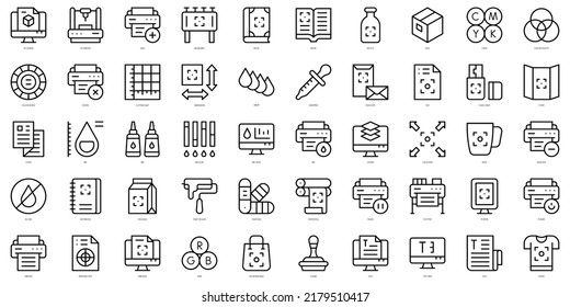 Set of thin line printing Icons. Vector illustration
