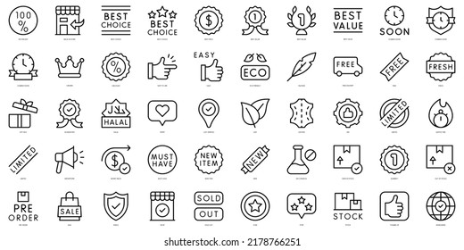 Set Of Thin Line Product Features Icons. Vector Illustration