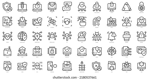 Set of thin line protection and security Icons. Vector illustration