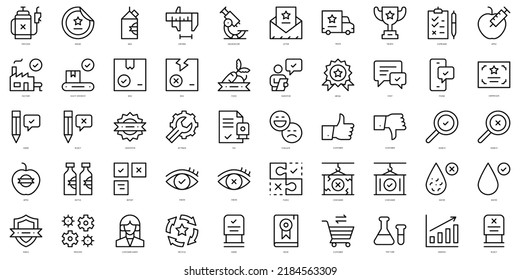 Set of thin line quality control Icons. Vector illustration