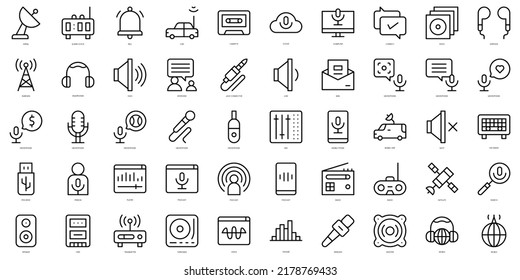 Set of thin line radio Icons. Vector illustration