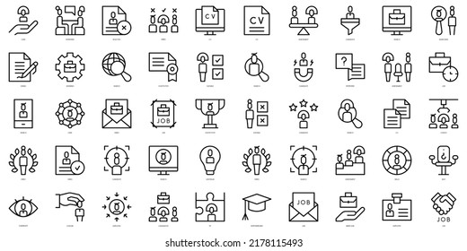 Set of thin line recruitment Icons. Vector illustration