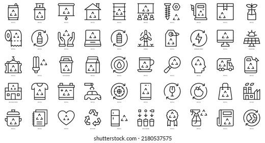 Set of thin line recycling Icons. Vector illustration